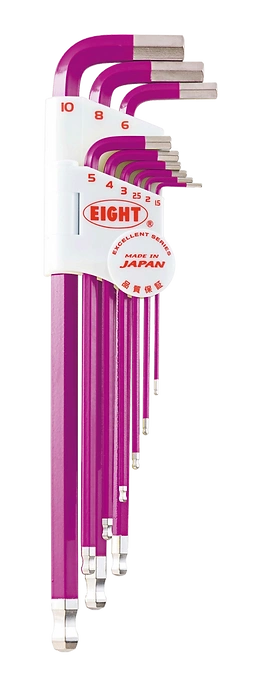 Taper Head Hex Key Wrench 9-Piece Single Colour Wrench Holder Set (Purple) TLC-S9NPU