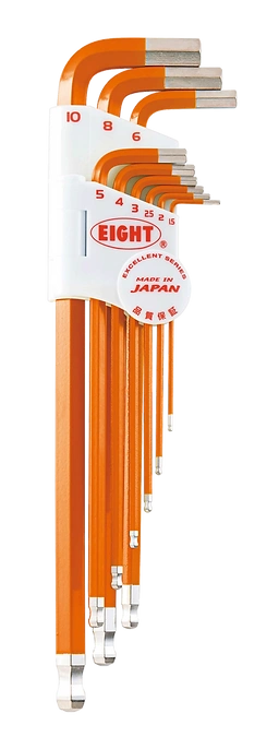 Taper Head Hex Key Wrench 9-Piece Single Colour Wrench Holder Set (Orange) TLC-S9NOR