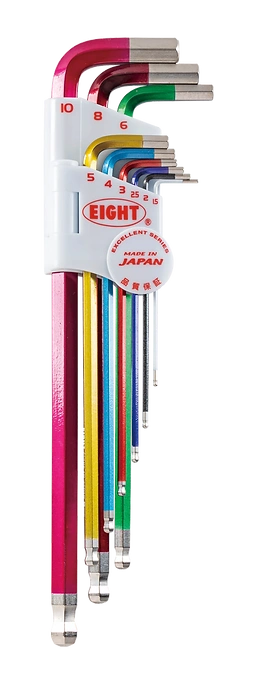 Taper Head Hex Key Wrench 9-Piece Multi Colour Wrench Holder Set TLC-S9N