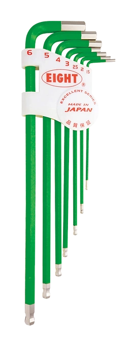 Taper Head Hex Key Wrench 7-Piece Single Colour Wrench Holder Set (Green) TLC-S7GR