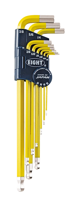 Taper Head Hex Key Wrench 9-Piece Single Colour Wrench Holder Set (Yellow) TEL-S9NYE