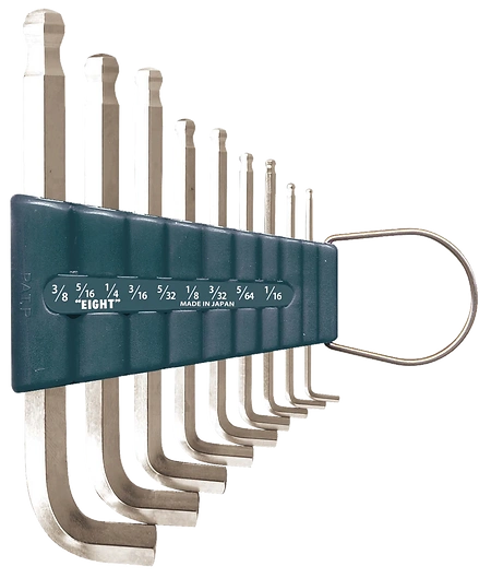 Short Arm Taper Head Hex Key Wrench 9-Piece Flat Type Holder Set TTR-S9Z