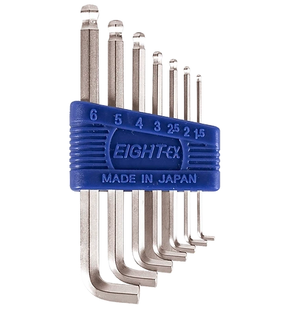 Short Arm Taper Head Hex Key Wrench 7-Piece Flat Type Holder Set TTR-S7