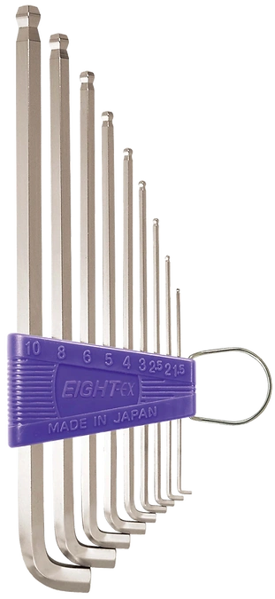 Short Arm Taper Head Hex Key Wrench 9-Piece Flat Type Holder Set TTS-9