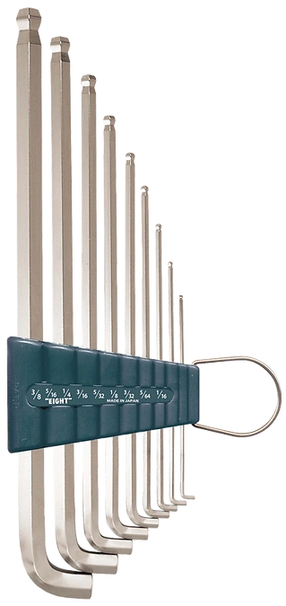 Short Arm Taper Head Hex Key Wrench 9-Piece Flat Type Holder Set TTS-9Z