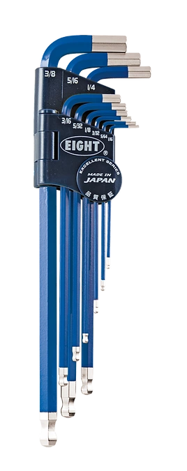 Taper Head Hex Key Wrench 9-Piece Single Colour Wrench Holder Set (Blue) TEL-S9NBL