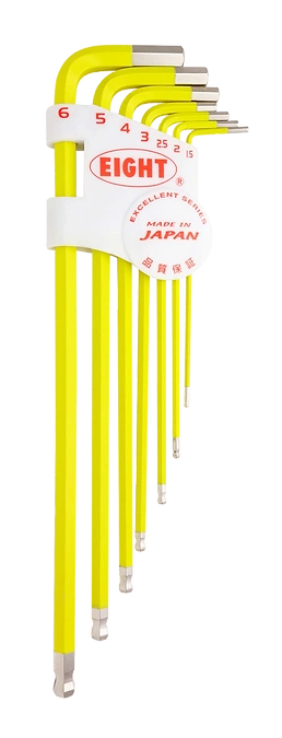 Taper Head Hex Key Wrench 7-Piece Single Colour Wrench Holder Set (Yellow) TLC-S7YE