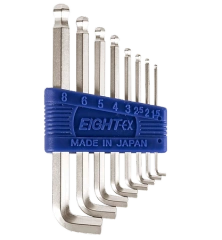 Short Arm Taper Head Hex Key Wrench 8-Piece Flat Type Holder Set TTR-S8
