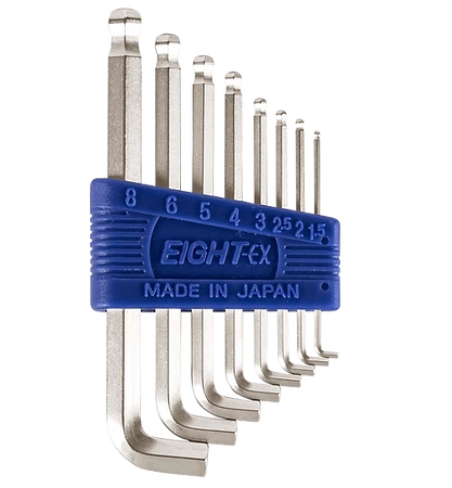 Short Arm Taper Head Hex Key Wrench 8-Piece Flat Type Holder Set TTR-S8