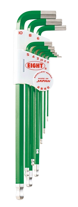 Taper Head Hex Key Wrench 9-Piece Single Colour Wrench Holder Set (Green) TLC-S9NGR