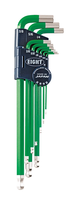 Taper Head Hex Key Wrench 9-Piece Single Colour Wrench Holder Set (Green) TEL-S9NGR