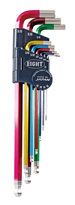 Taper Head Hex Key Wrench 9-Piece Multi Colour Wrench Holder Set TELC-S9N