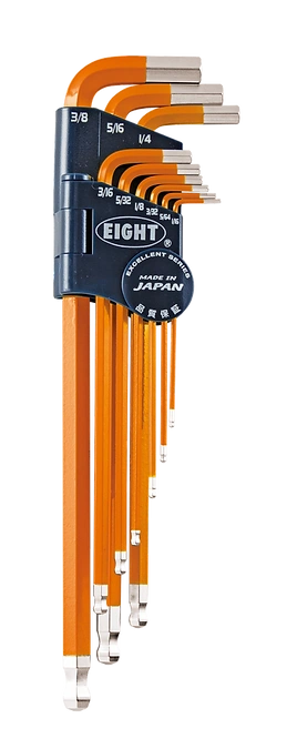 Taper Head Hex Key Wrench 9-Piece Single Colour Wrench Holder Set (Orange) TEL-S9NOR