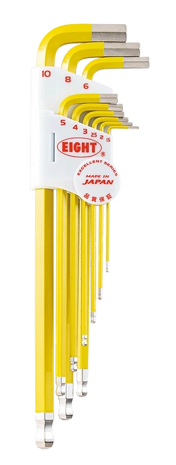 Taper Head Hex Key Wrench 9-Piece Single Colour Wrench Holder Set (Yellow) TLC-S9NYE