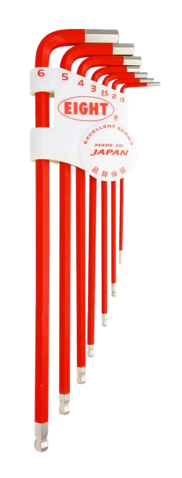 Taper Head Hex Key Wrench 7-Piece Single Colour Wrench Holder Set (Red) TLC-S7RE