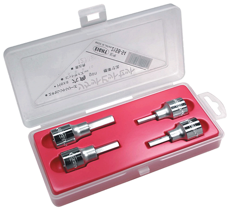 Hex Key Socket Bit Short Type 4-Piece Plastic Case Set 21SB-S4