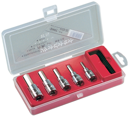 Hex Key Socket Bit Short Type 5-Piece Plastic Case Set 83SB-S5