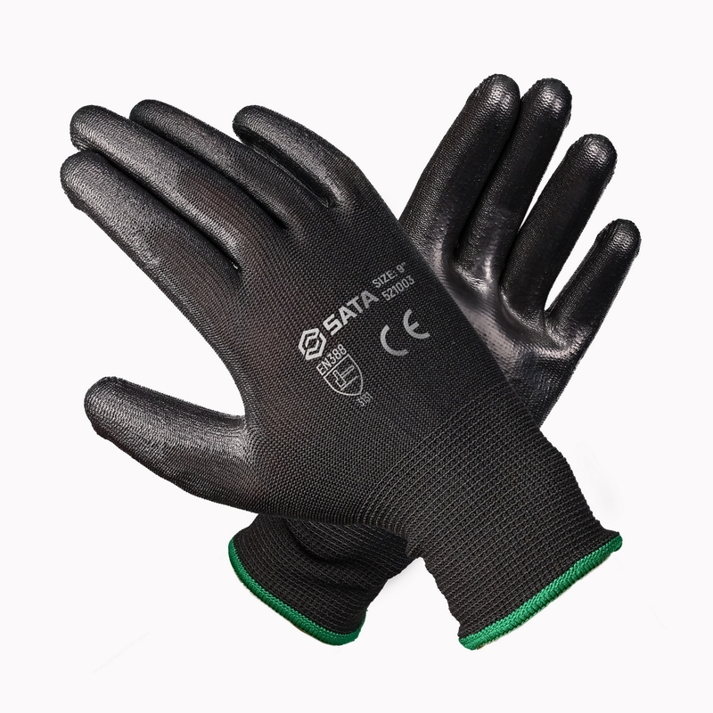 13-Gauge Black PU Palm Dipped Gloves 521003 Series