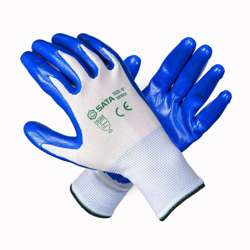 13-Gauge Blue Nitrile Dipped Palm Gloves 521801 Series