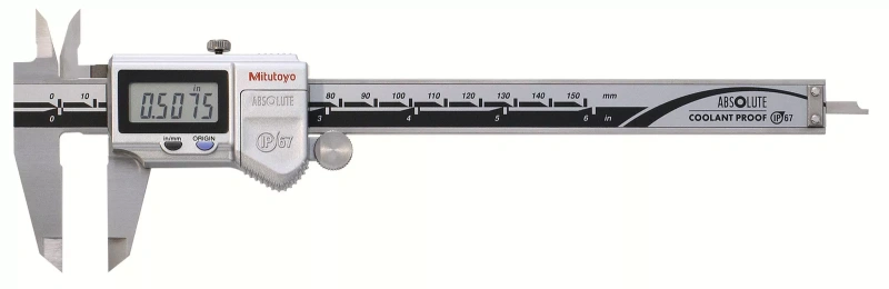 Digital ABS Caliper CoolantProof IP67 Inch/Metric, 0-6", Thumb Roller, Rod 500-769-20