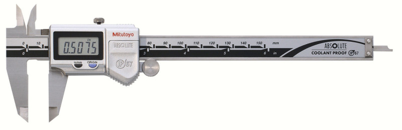 Digital ABS Caliper CoolantProof IP67 Inch/Metric, 0-6", Thumb Roller 500-762-20