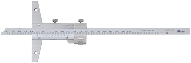 Vernier Depth Gauge 0-200mm, 0,02mm, Fine adjustment 527-102