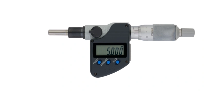 Digital Micrometer Head, IP65 0-25mm, SR4 Spindle, 12mm Plain Stem 350-283-30