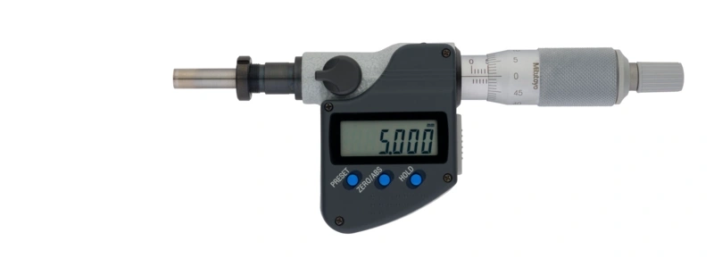 Digital Micrometer Head 0-25mm, Flat, Clamp Nut, 10mm Stem 350-252-30