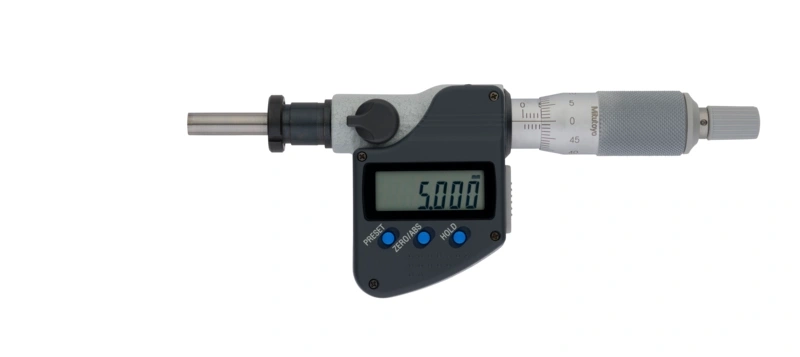 Digital Micrometer Head, IP65 0-25mm, Flat Spi., Clamp Nut, 12mm Stem 350-282-30