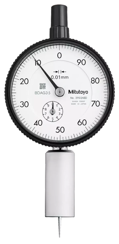 Dial Indicator Depth Gauge 0-10mm, Needle Contact Element, Round Base 7222A
