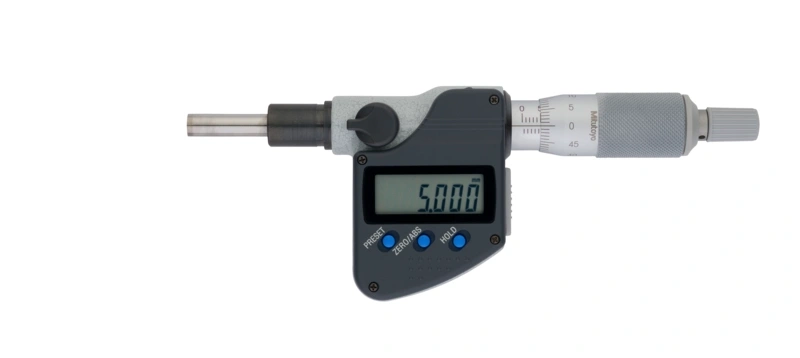 Digital Micrometer Head, IP65 0-25mm, Flat Spindle, 12mm Plain Stem 350-281-30