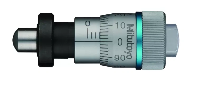 Micrometer Head, Spindle Feed 0,1mm/rev. 0-6,5mm, 0,002mm, Spherical, with Clamp Nut 148-343-10