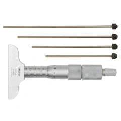 Depth Micrometer, Interchangeable Rods 0-100mm, 63mm Base  129-111