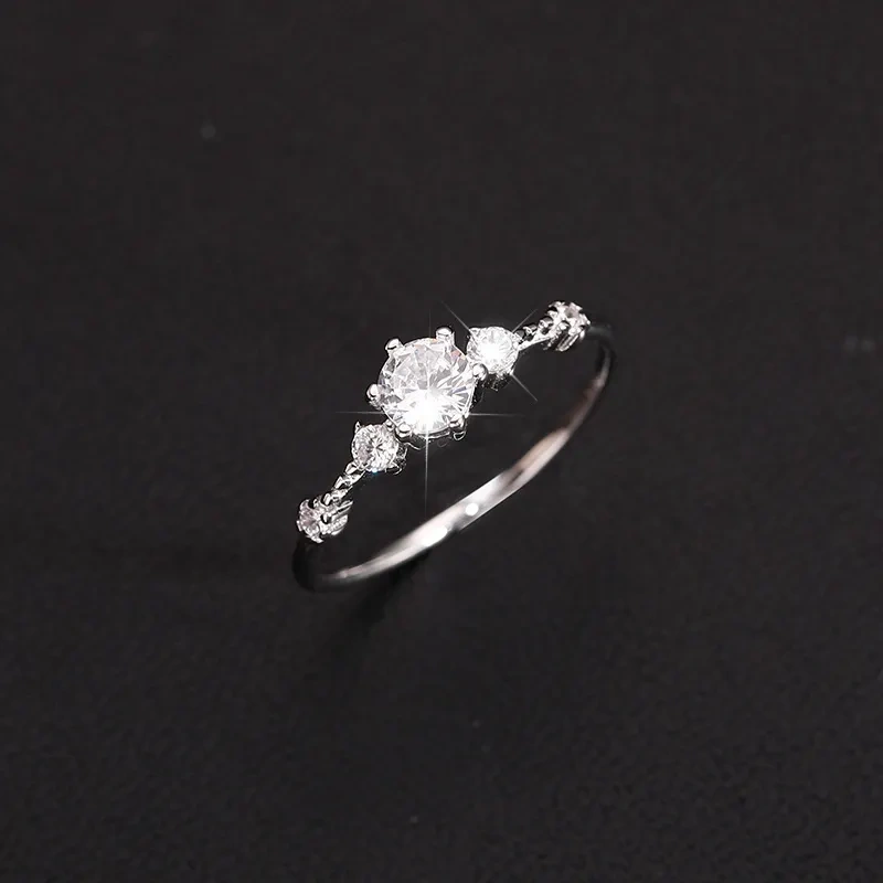 高見えデザイン スウィート 無地 銀メッキ ラインストーン イミテーションダイヤモンドリング 華やかさをプラス ゴージャスな印象 調整可能な 指輪