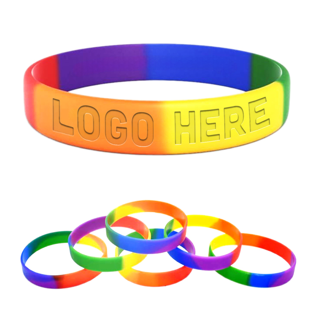 Rainbow Debossed Silicone Bracelet