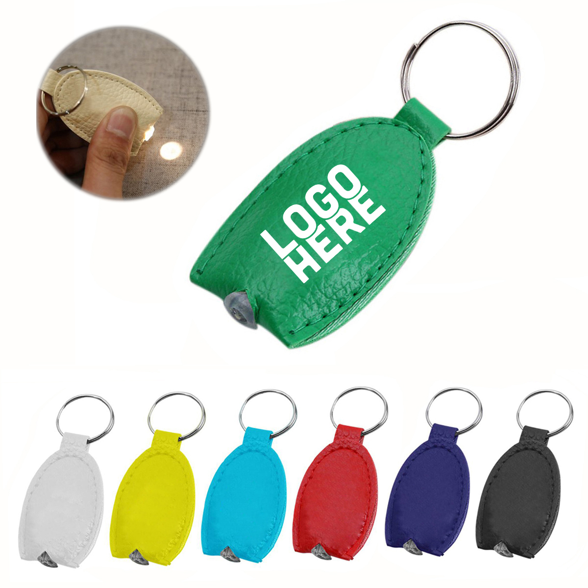 PU Leather LED Flashlight Keychains
