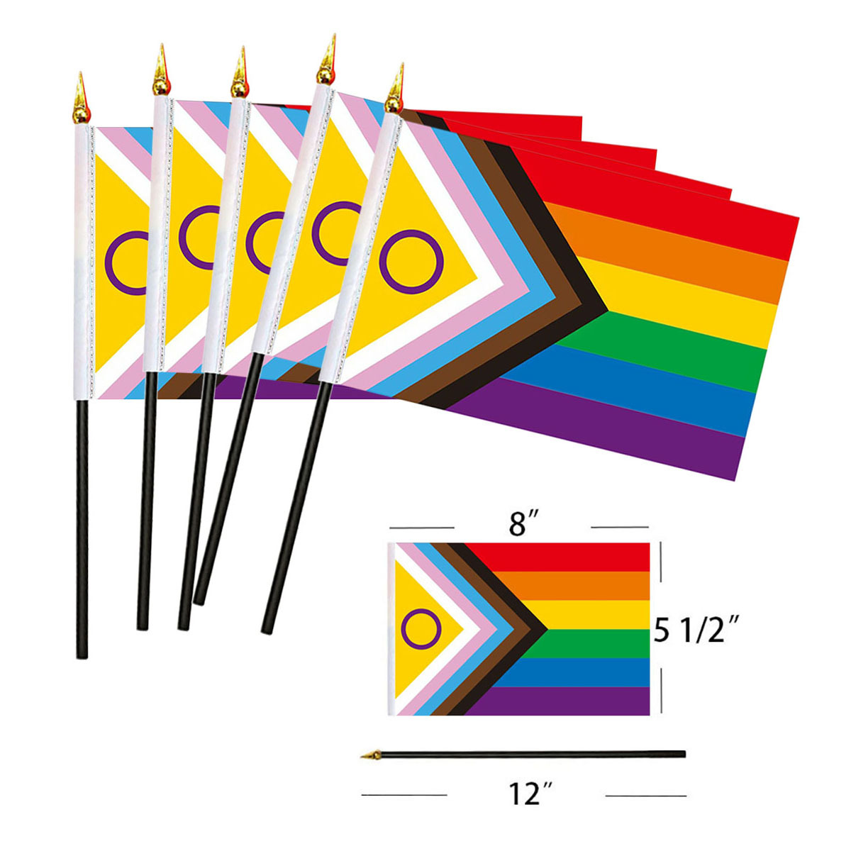 New Intersex Progressive Pride Stick Flag
