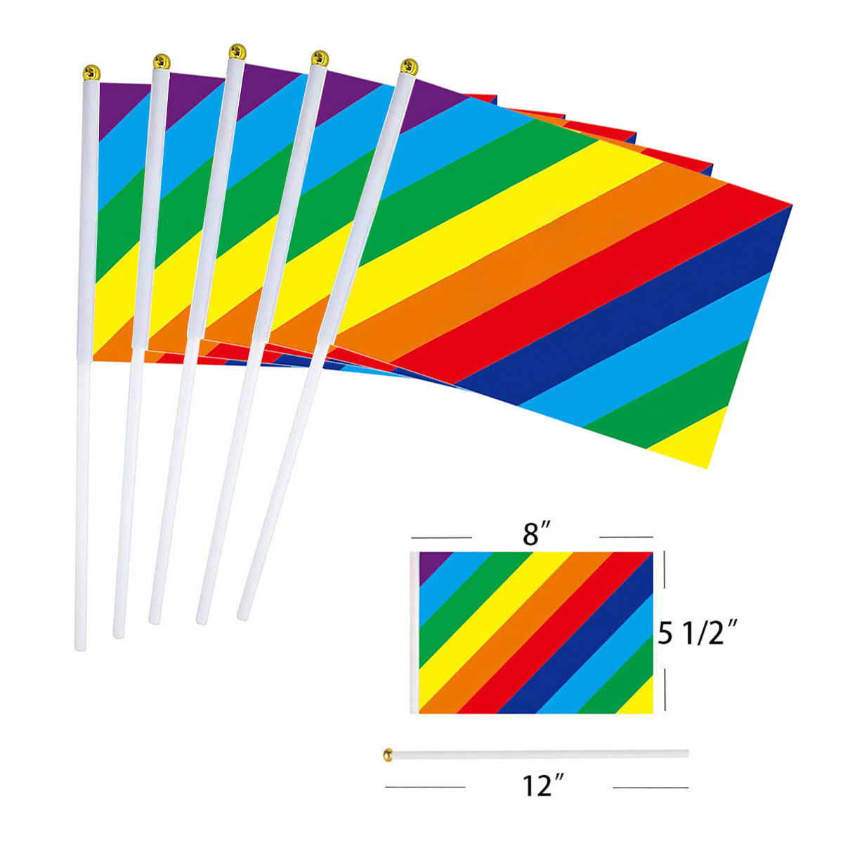New Pride Rainbow Hand Stick Flags