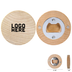 Round Wooden Magnetic Bottle Opener