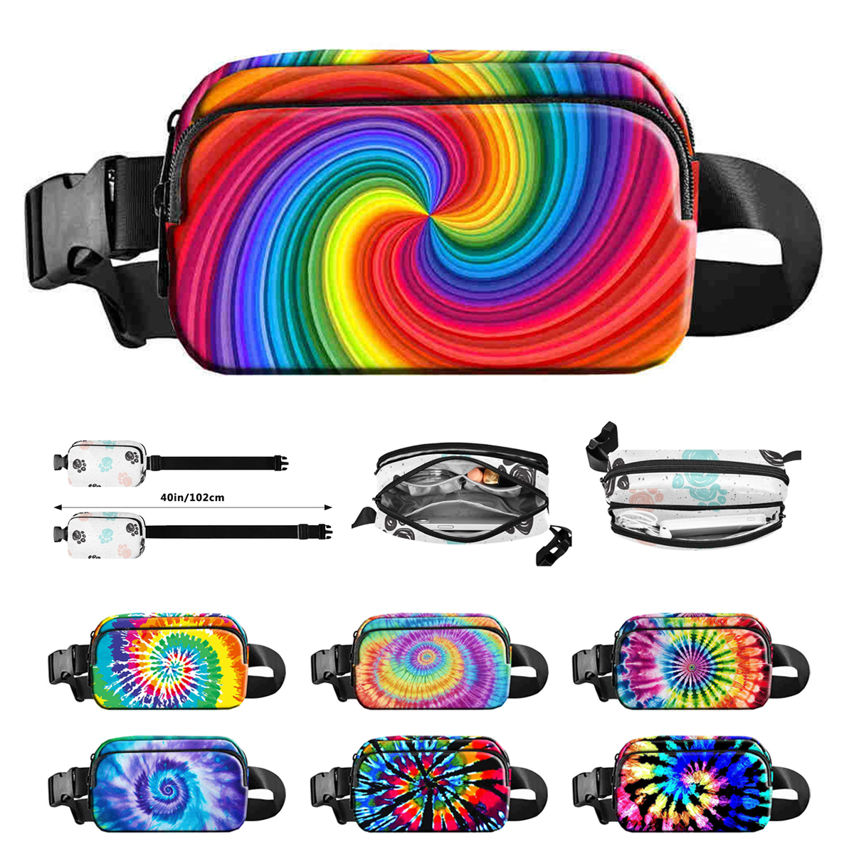 Tie Dye Rainbow Fanny Pack
