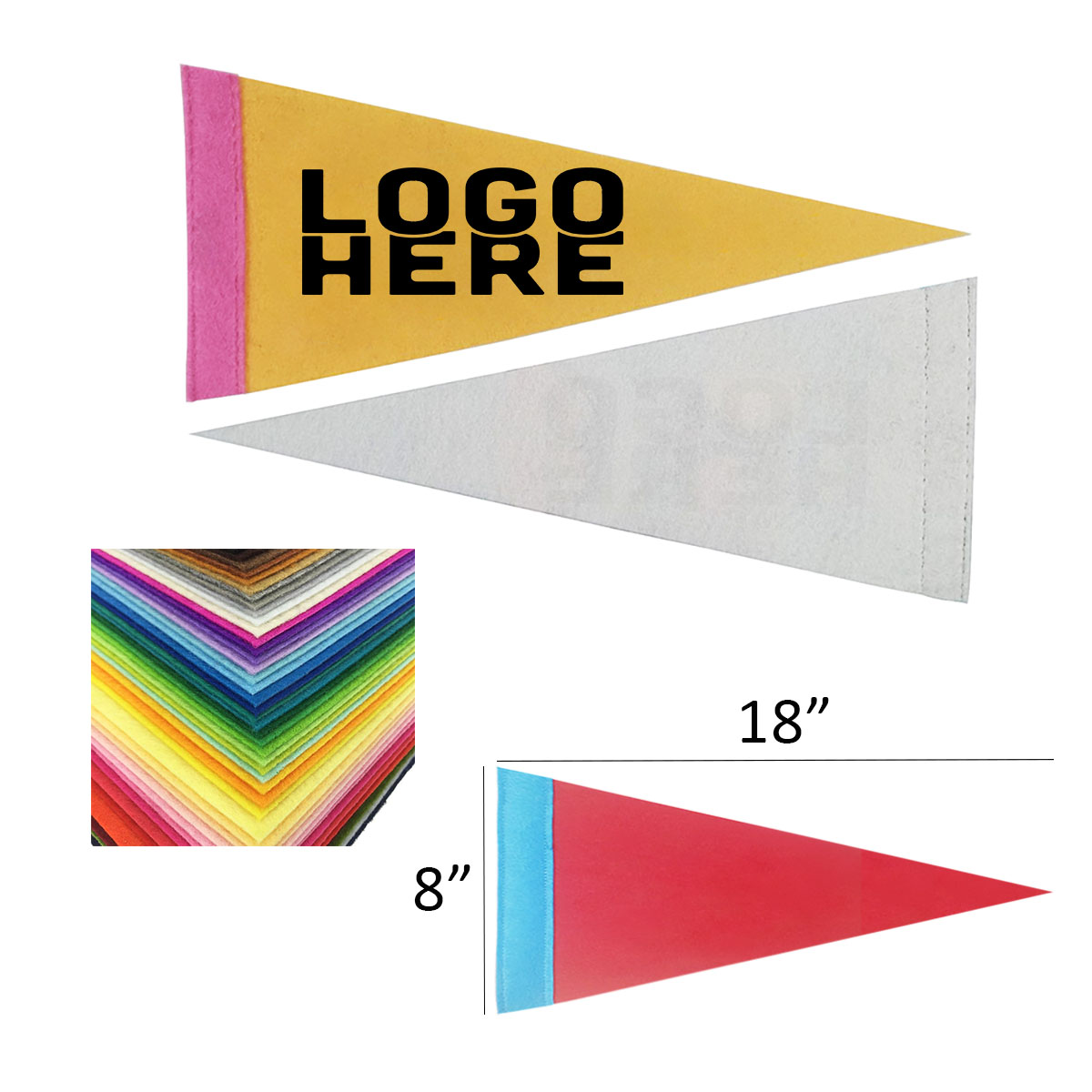8 X 18 Single Sided Pennant Flag 