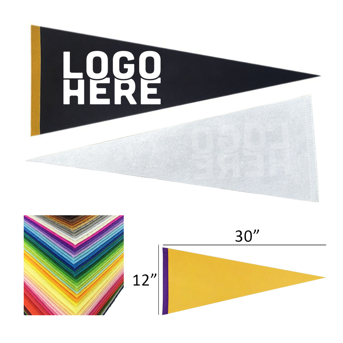 12" x 30" Single-Sided Felt Banner Flags