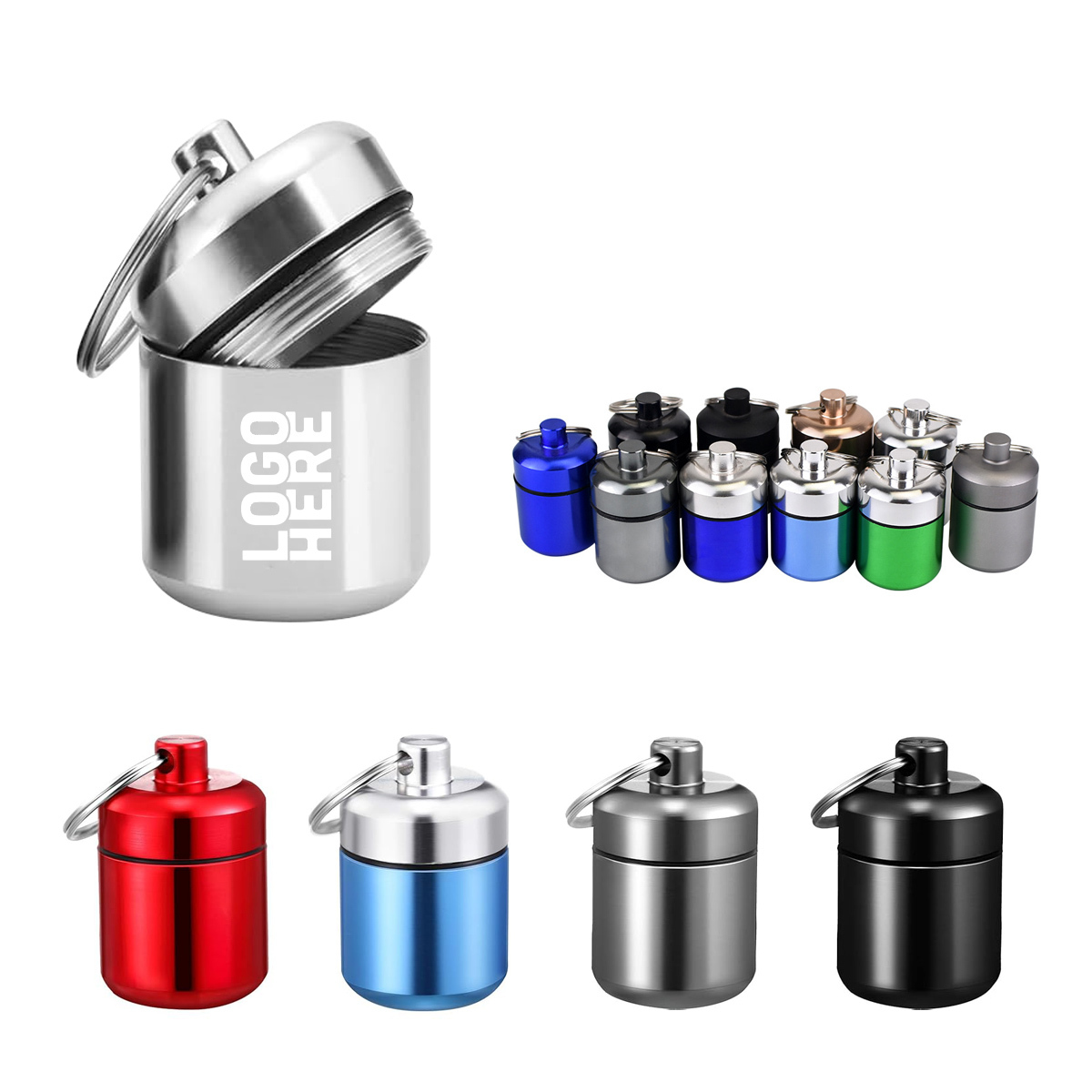 Aluminum Pill Container Keychain