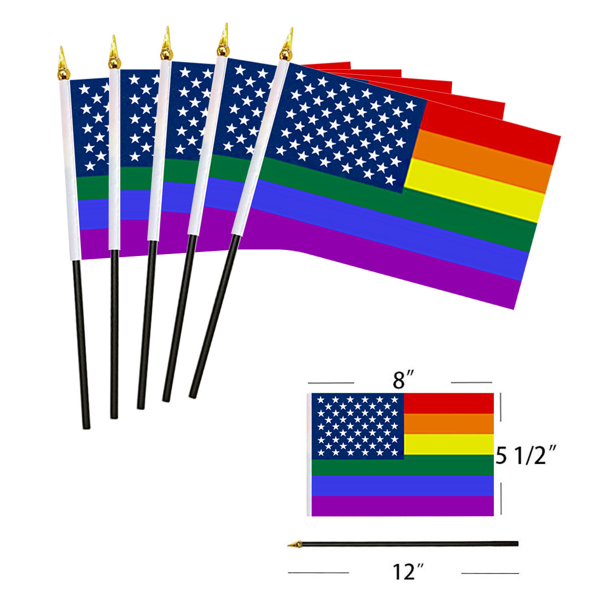 American Rainbow Hand Flag