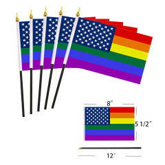 American Rainbow Hand Flag