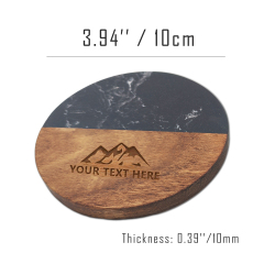 Round Marble and Wood Spliced Coaster