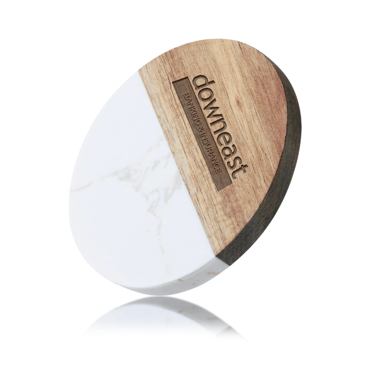 Round Marble and Wood Spliced Coaster