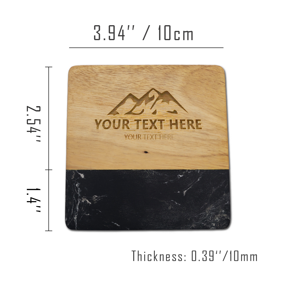 Square Marble and Wood Spliced Coaster
