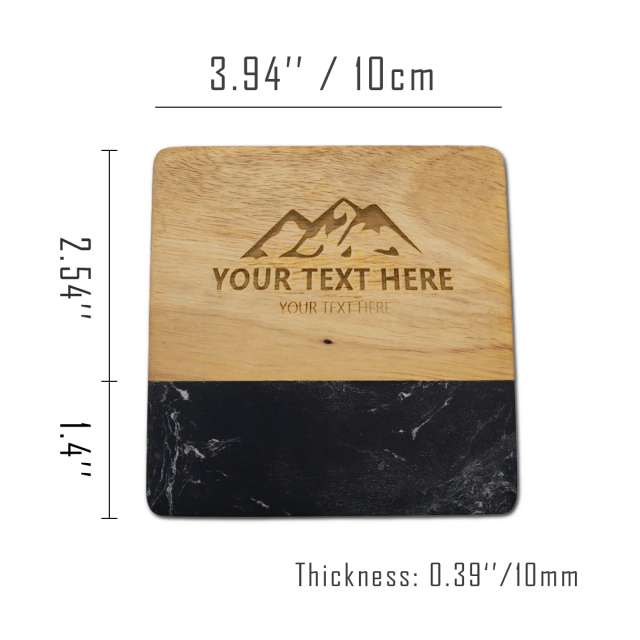 Square Marble and Wood Spliced Coaster