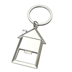 Metal House Keychain w/ Bottle Opener